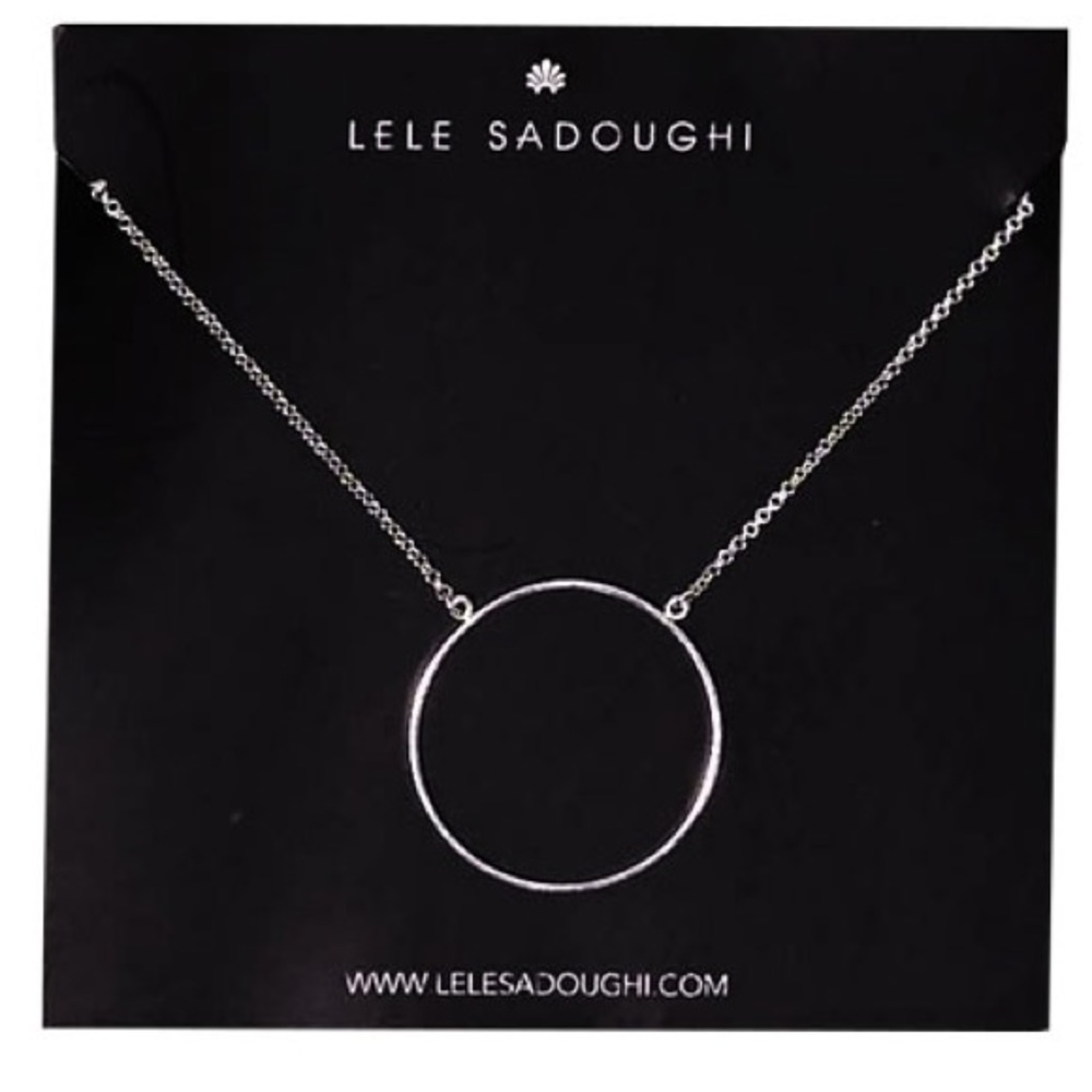 Lele Sadoughi Silver Circle Necklace